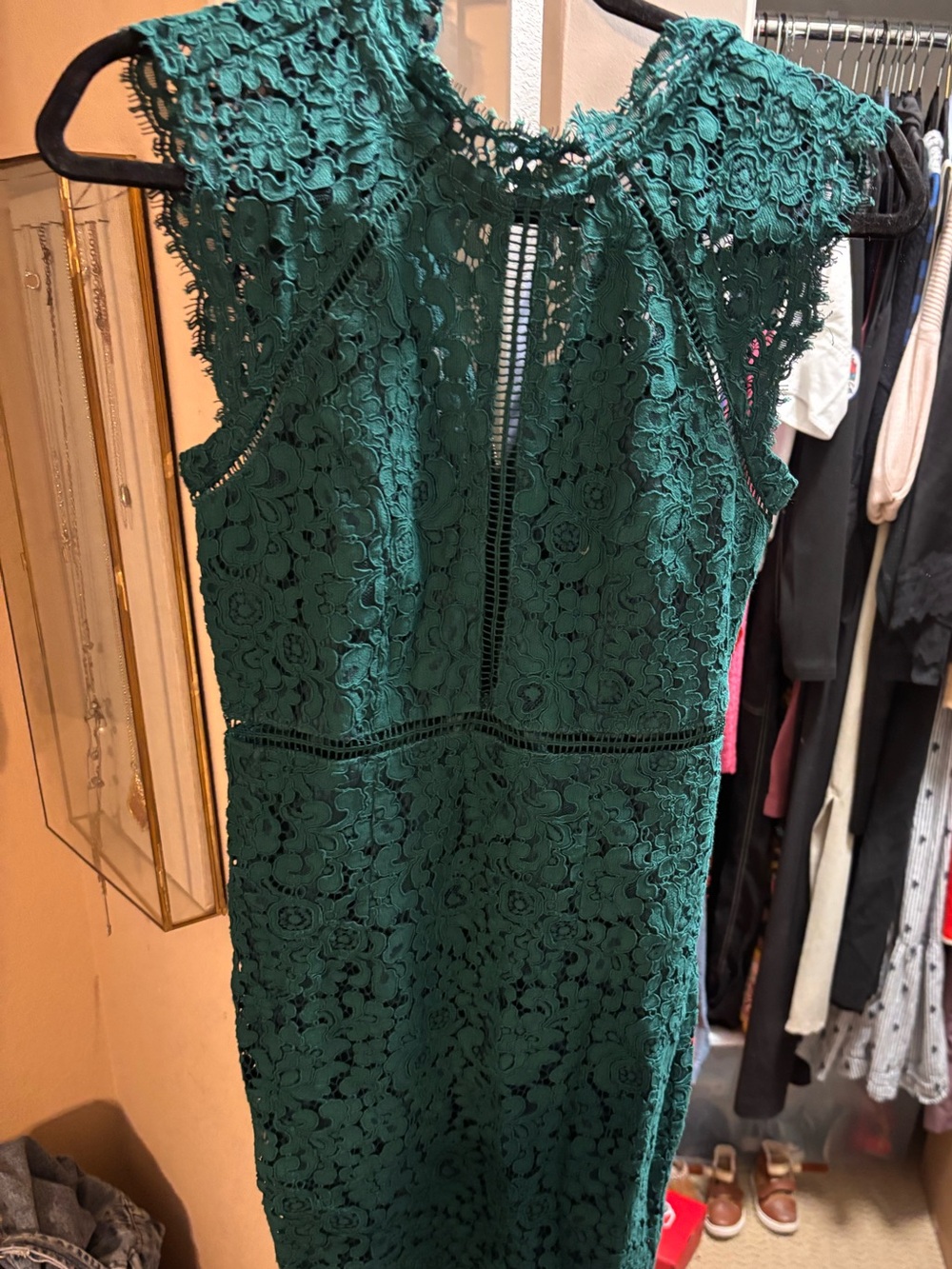 Bardot Emerald Green Lace Midi Dress